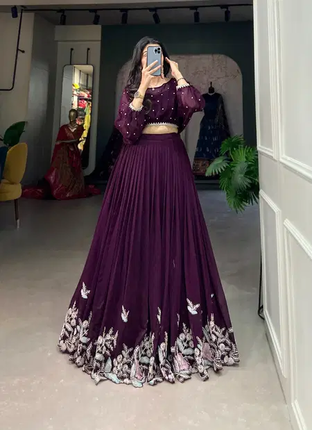 NNK1118 Georgette With Sequins And Thread Embroidery Work Lehenga With Top Indo Western Collection Online Wholesale
